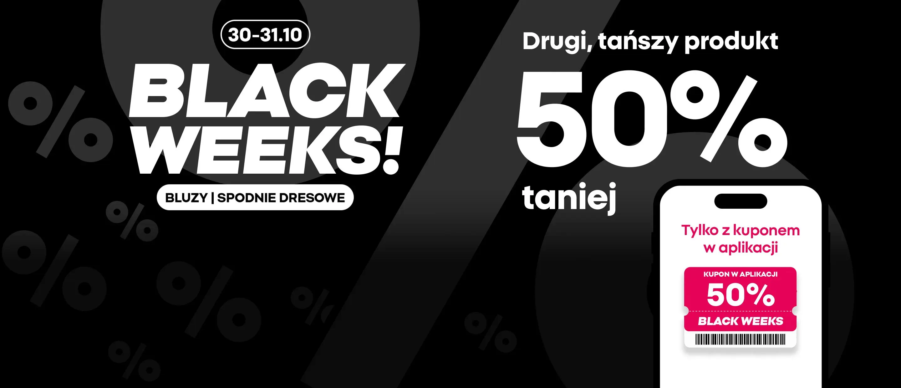 Pepco Black Weeks 30-31.10, bluzy i spodnie dresowe, drugi tańszy produkt 50% taniej z kuponem w aplikacji.